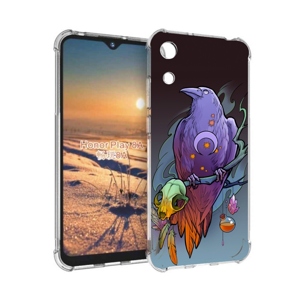 

Чехол бампер MyPads фиолетовый ворон на ветке для Honor 8A, Прозрачный, Tocco