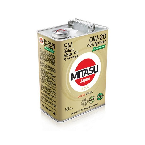 Моторное масло MITASU синтетическое HYBRID MOLY-TRiMER SM 0W20 4л