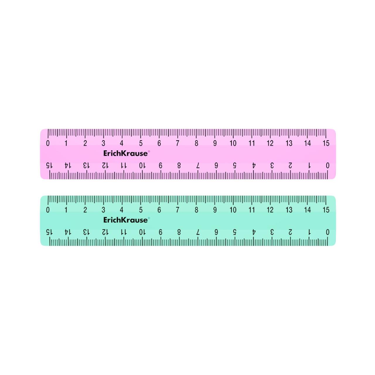 фото Линейка пластиковая erichkrause pastel mint 15см ассорти из 2 цветов в коробке-дисплее (вс