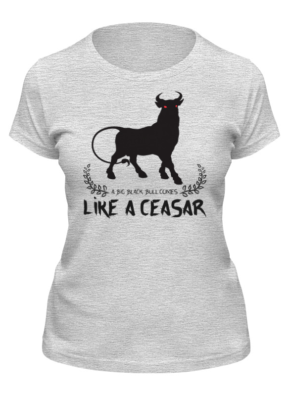 

Футболка женская Printio A big black bull серая XL, Серый, A big black bull