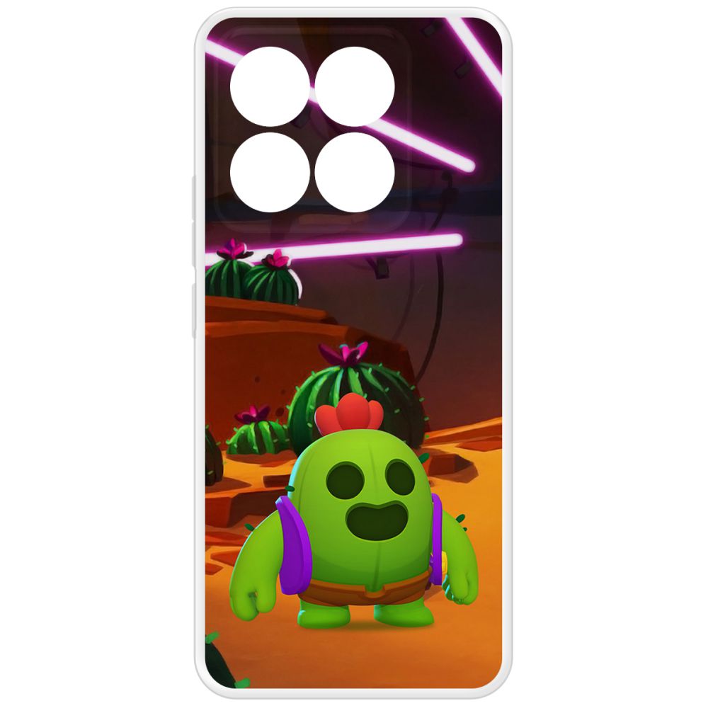 

Чехол-накладка Krutoff Clear Case Brawl Stars-Спайк для Xiaomi 14T, Прозрачный