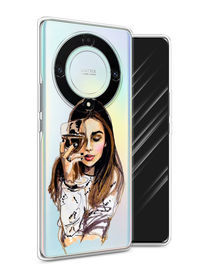 

Чехол Awog на Honor X9A "Девушка с бокалом", Бежевый;коричневый;белый, 6120850-7