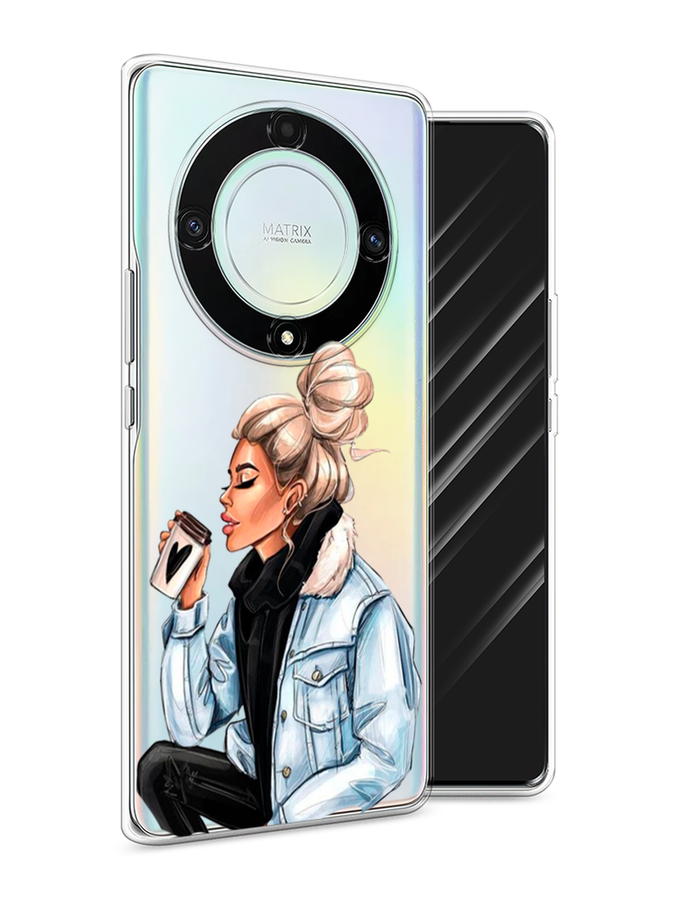 

Чехол Awog на Honor X9A "Cute girl", Бежевый;черный;голубой, 6120850-7
