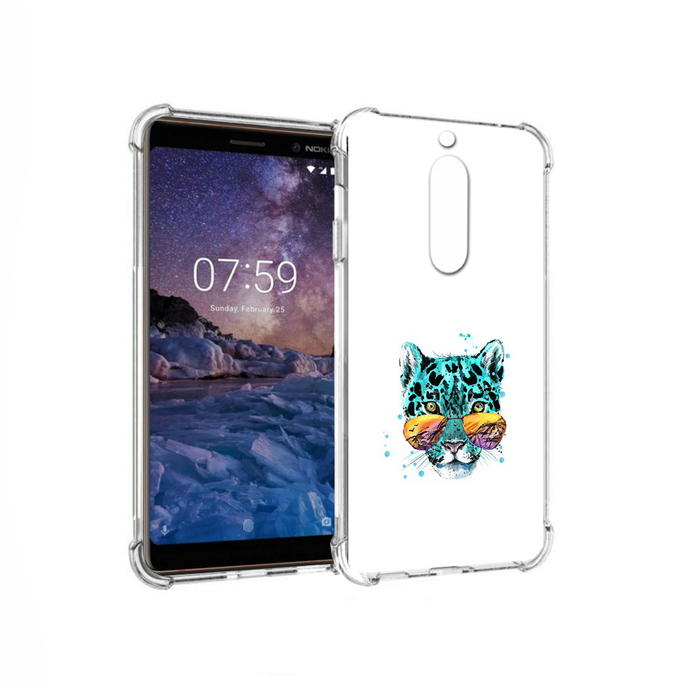 

Чехол MyPads Tocco для Nokia 7 голубой лео (PT95887.123.294), Прозрачный, Tocco