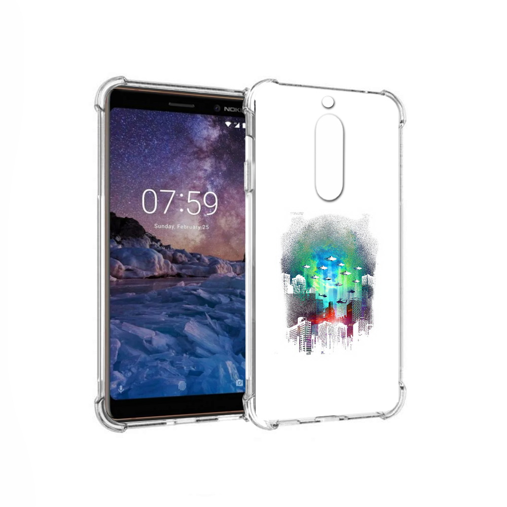 

Чехол MyPads Tocco для Nokia 7 город в свечении (PT95887.123.296), Прозрачный, Tocco