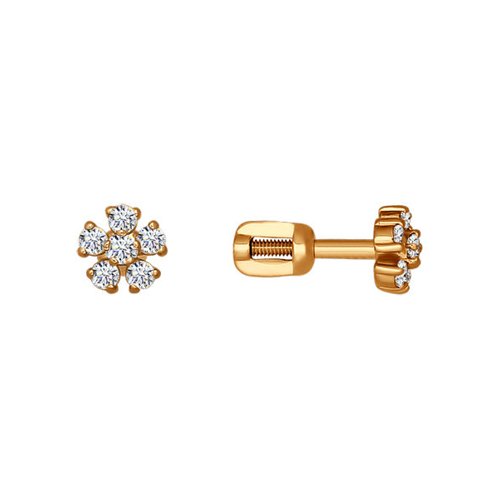 

Серьги пусеты из красного золота SOKOLOV 021758, фианит, 021758