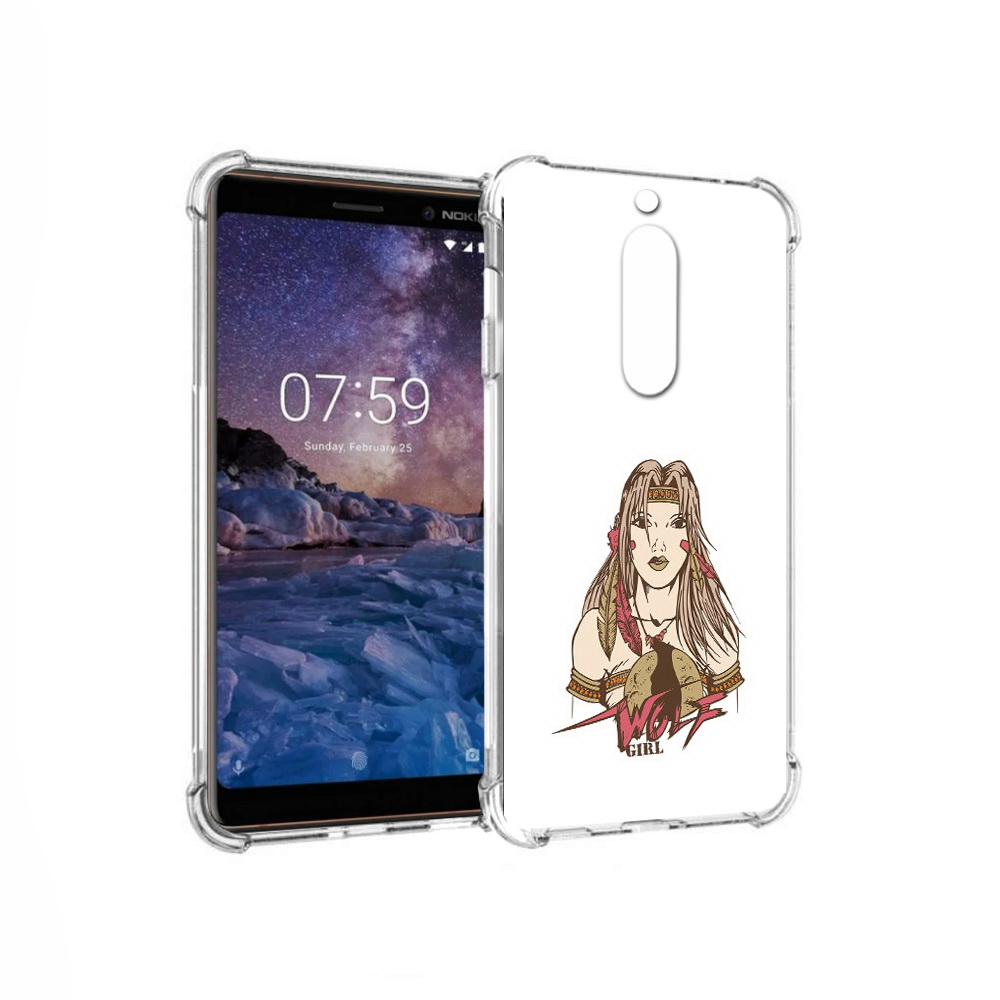 

Чехол MyPads Tocco для Nokia 7 девушка волк (PT95887.123.306), Прозрачный, Tocco
