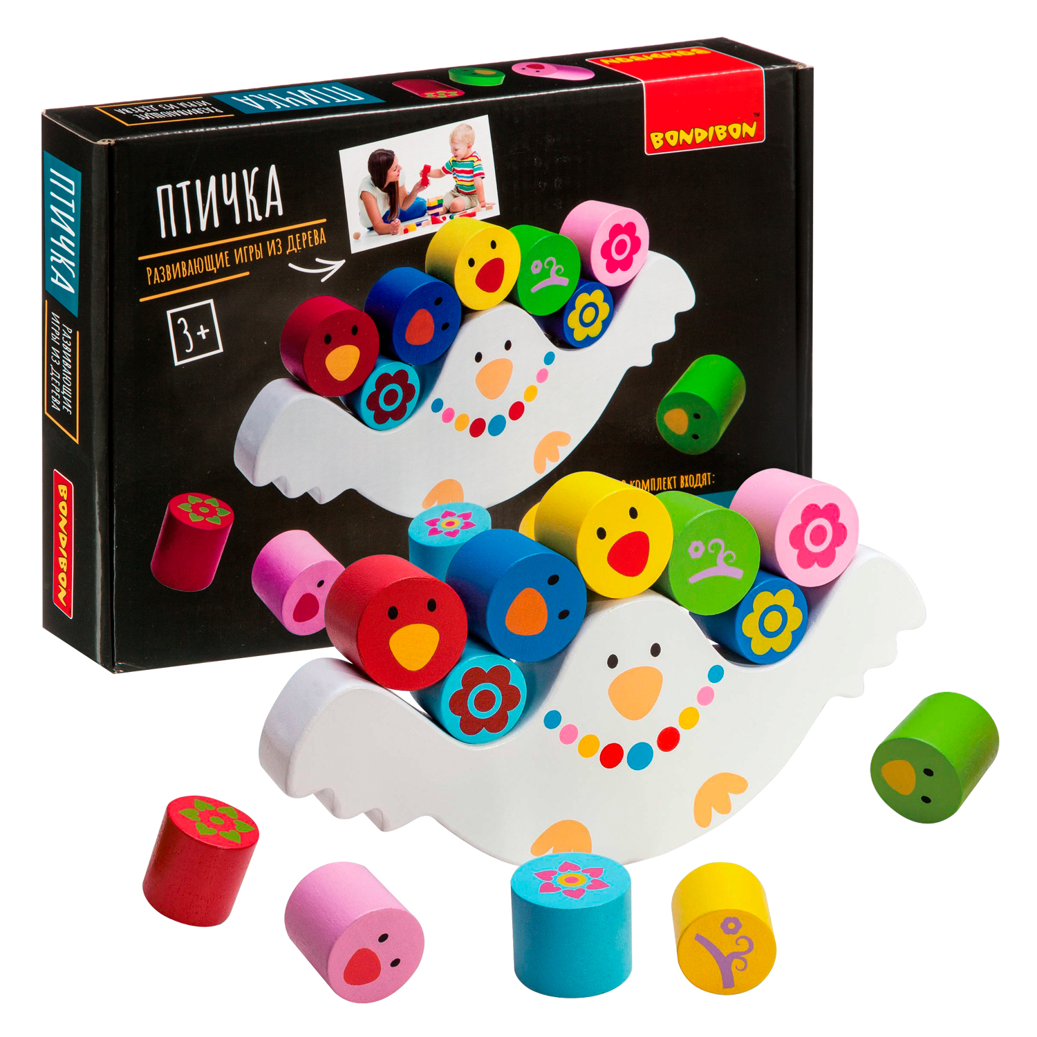 

Деревянная развивающая игра-балансир Bondibon Птичка