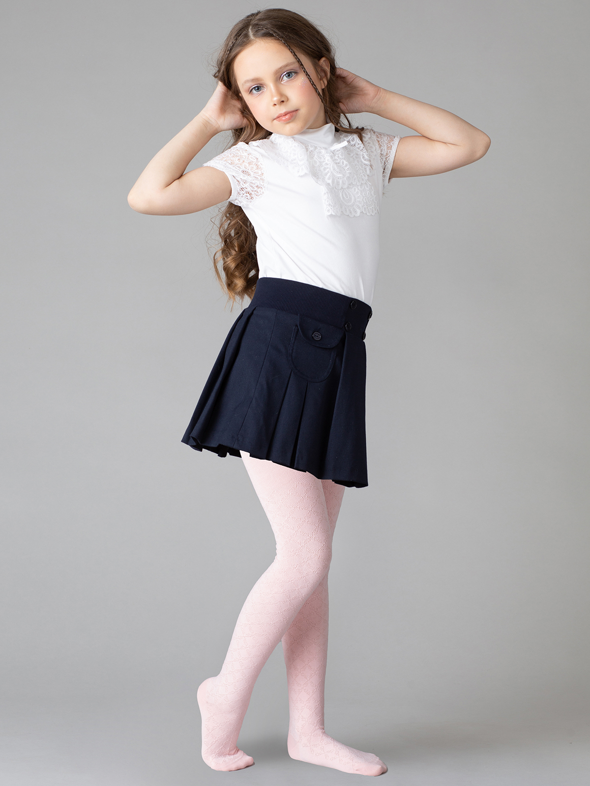 

Колготки детские OMSA kids 12A11-2 с ажурным рисунком, rosa chiaro Розовый, 128-134
