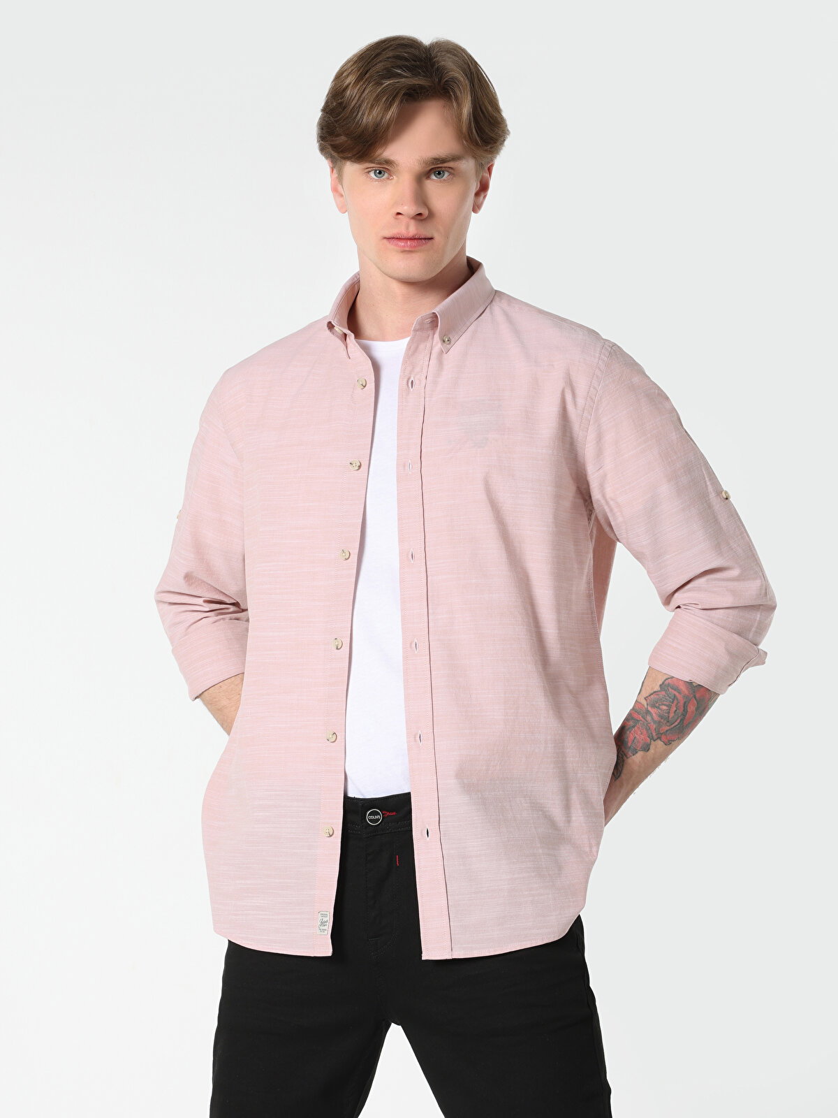 Рубашка мужская Colin's CL1058567_Q1.V1 розовая S