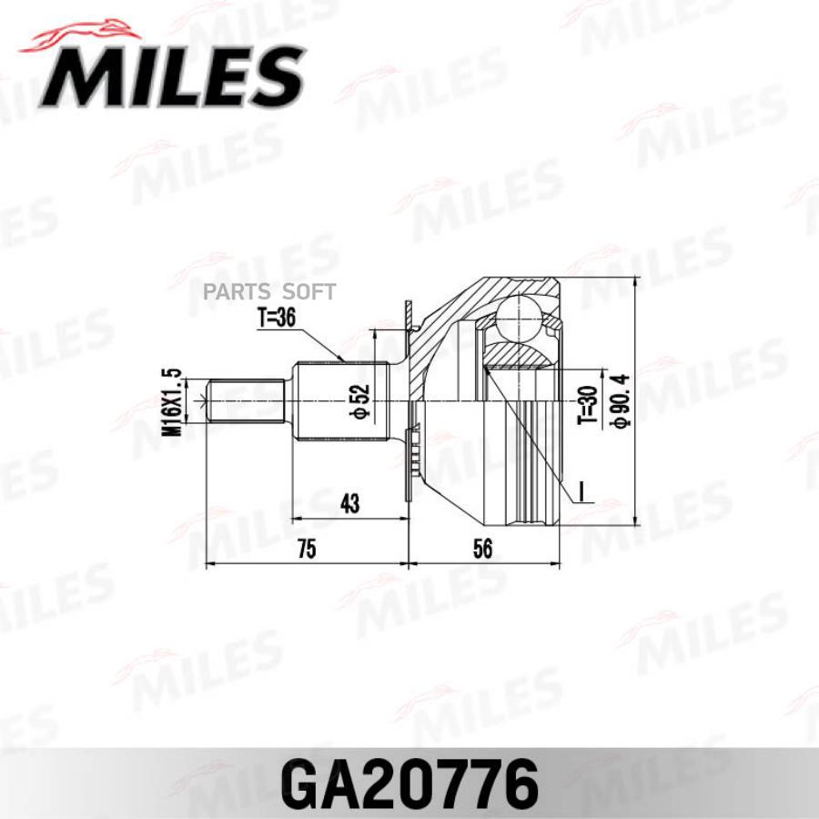 

Шрус наружный seat ibiza iv 6j5 2008- ga20776