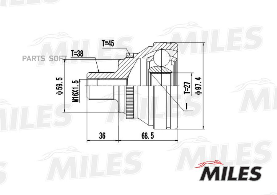 

Шрус наружный audi 100/80/a6/v8 2.5d-4.2 88-97 gkn 301957 ga20008