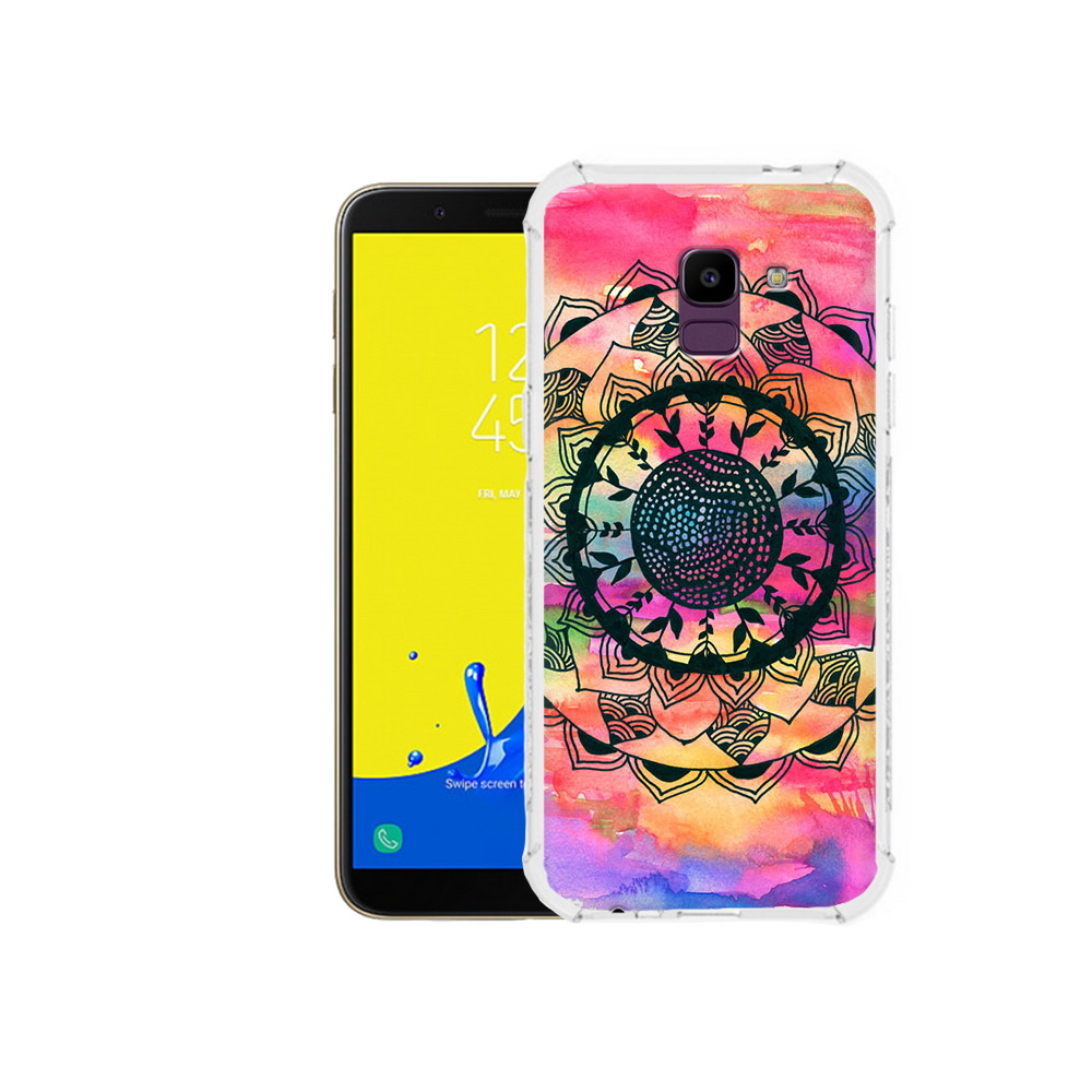 

Чехол MyPads Tocco для Samsung Galaxy J6 (2018) яркая абстракция круглый цветок, Прозрачный, Tocco