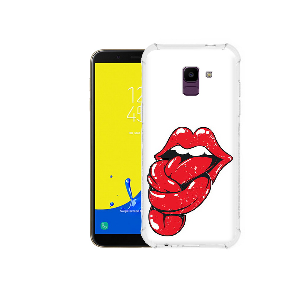 

Чехол MyPads Tocco для Samsung Galaxy J6 (2018) яркие губы с языком, Прозрачный, Tocco