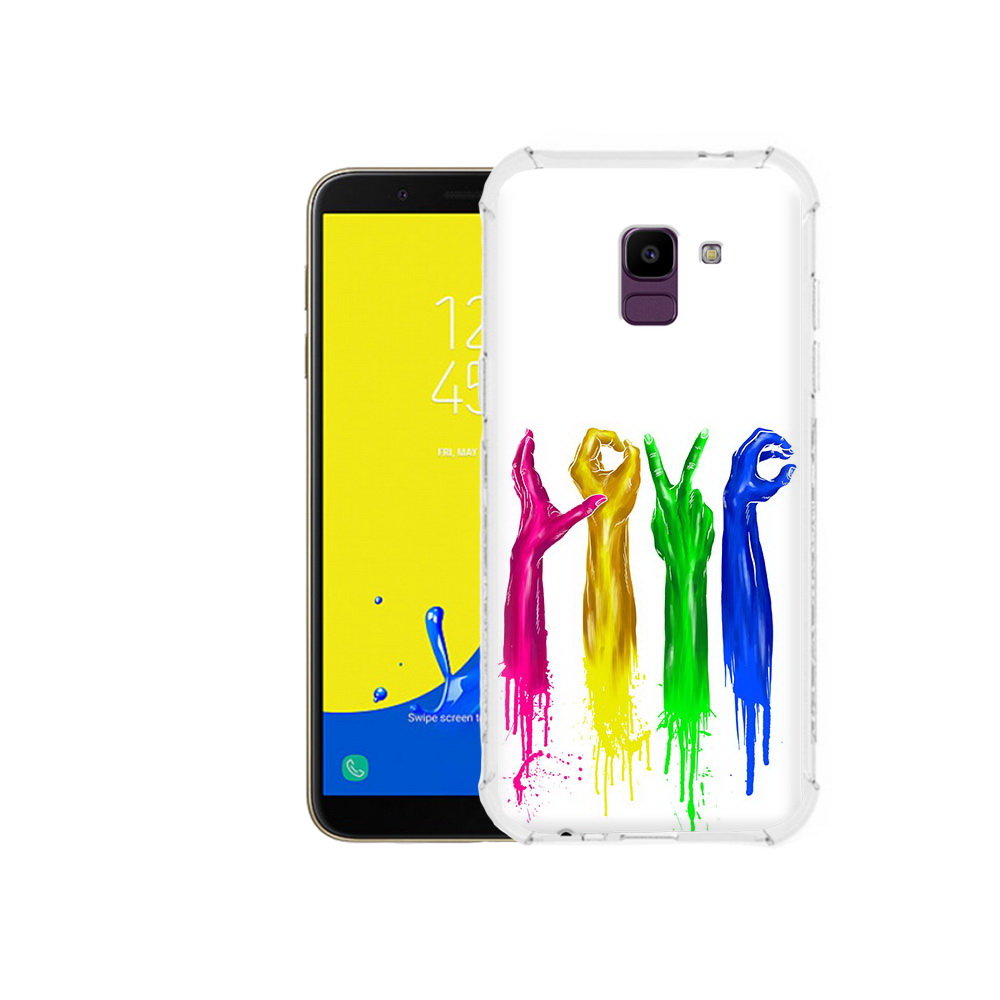 

Чехол MyPads Tocco для Samsung Galaxy J6 (2018) яркие руки love, Прозрачный, Tocco