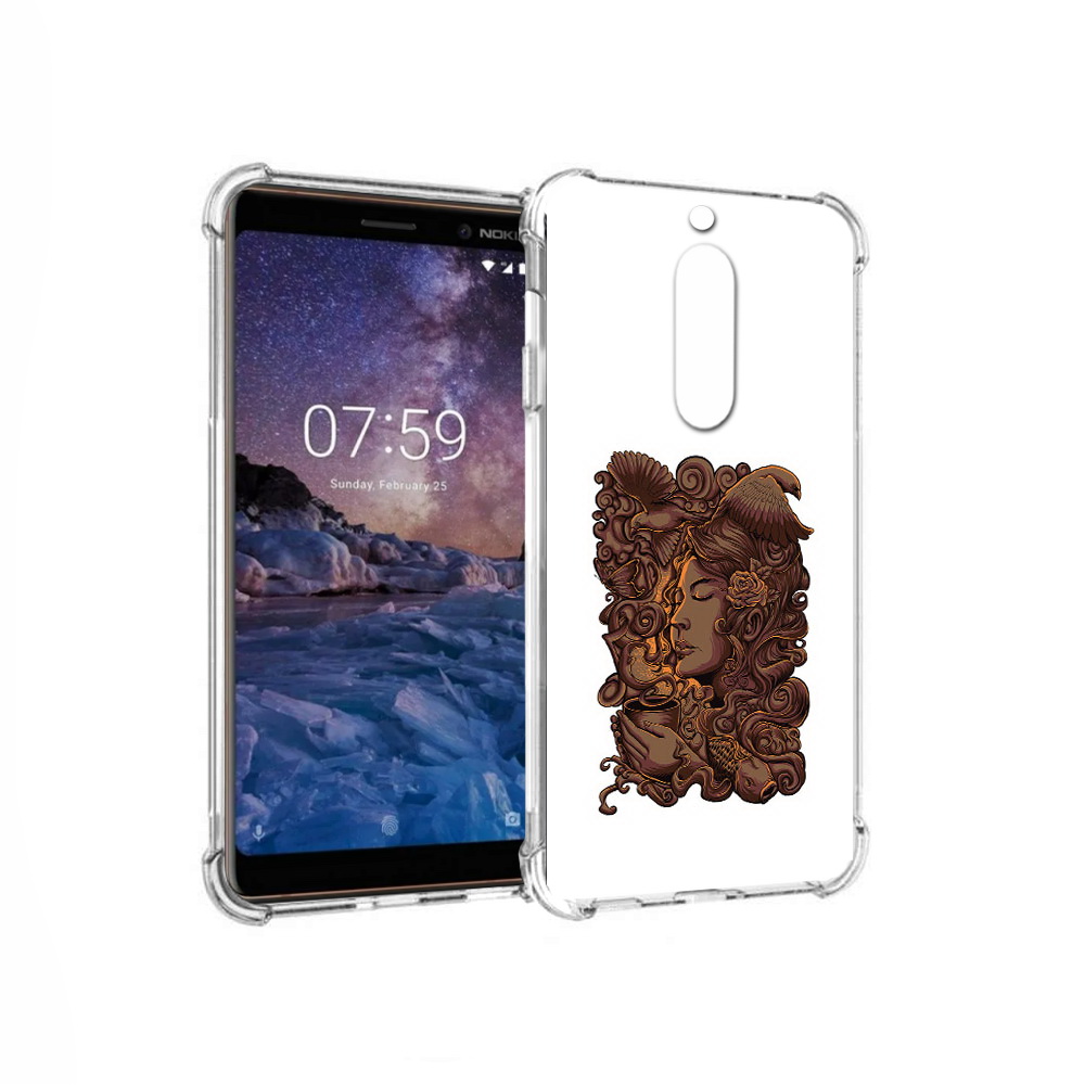 

Чехол MyPads Tocco для Nokia 7 девушка с длинными волосами абстракция (PT95887.123.312), Прозрачный, Tocco