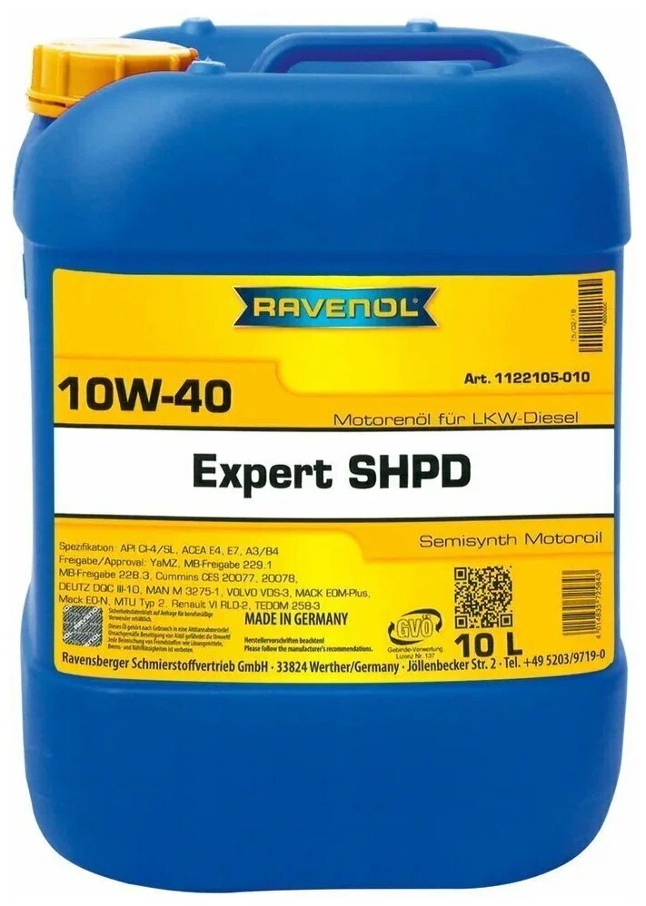 

Моторное масло Ravenol полусинтетическое Expert Shpd 10w40 10л