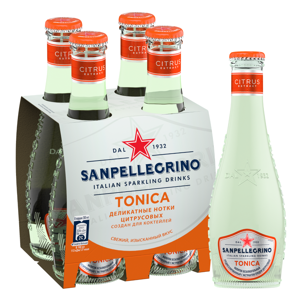 

Напиток безалкогольный газированный S.Pellegrino Tonica Citrus, 4 шт по 0,20л