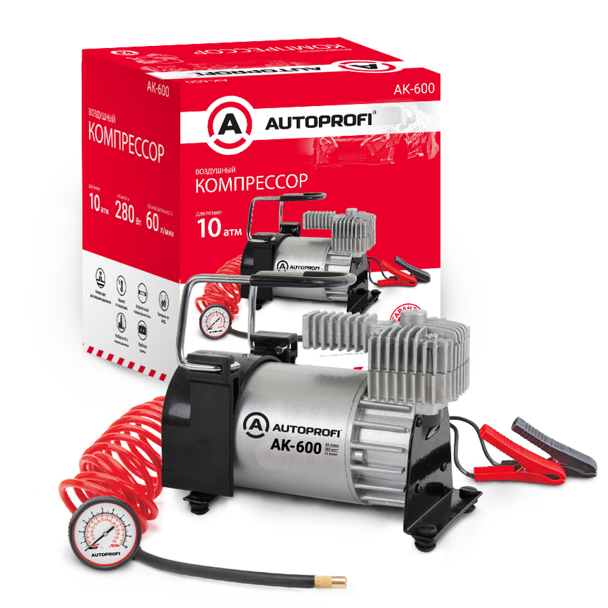 Компрессор воздушный AUTOPROFI, AK-600, 60 л./мин., 12V/23A, 280W