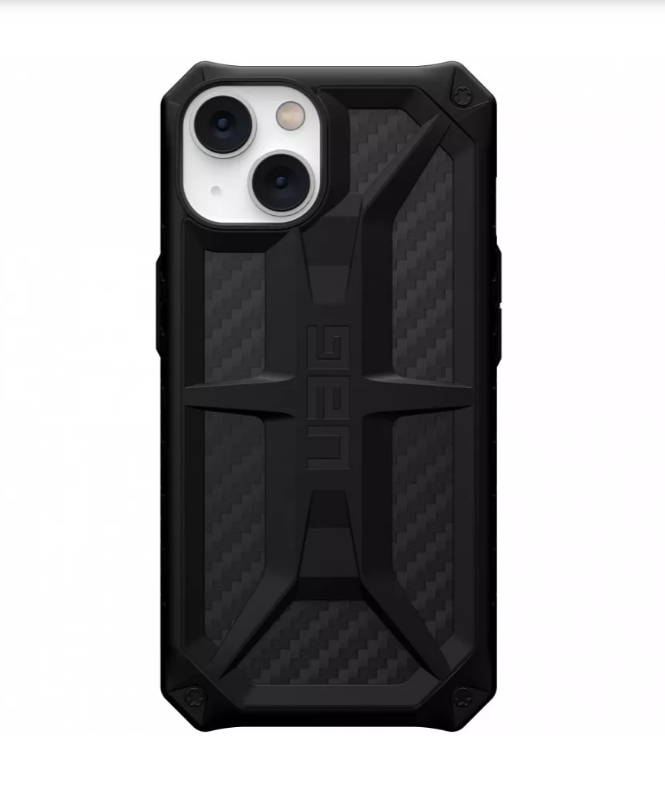 фото Чехол uag monarch для iphone 14 чёрный карбон (carbon fiber) nobrand