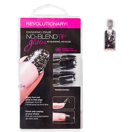 

Типсы с блестками Dashing Diva, No-Blend Tip Glitter Black