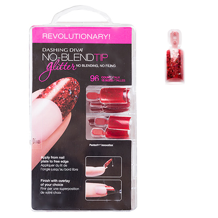 

Типсы с блестками Dashing Diva, No-Blend Tip Glitter Red