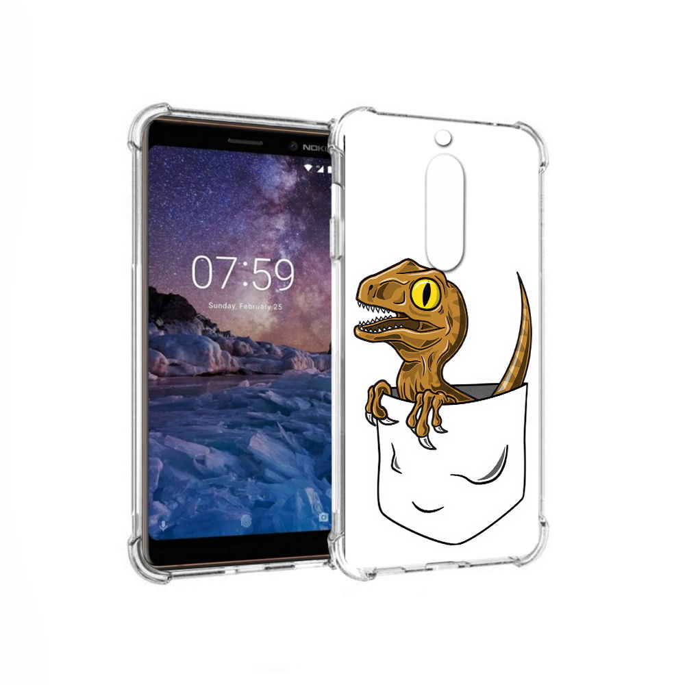 

Чехол MyPads Tocco для Nokia 7 динозавр в кармане (PT95887.123.327), Прозрачный, Tocco