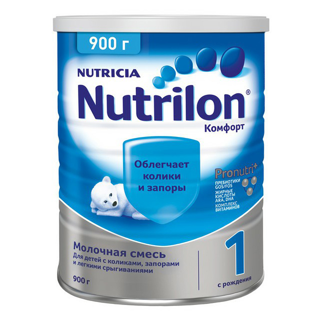 Детская смесь Nutrilon 1 Комфорт молочная с рождения 900 г 2100₽