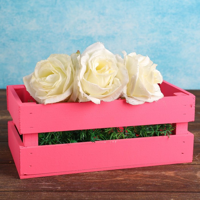 фото Кашпо деревянное 24.5×13.5×9 см "двушка лайт", двухреечное, розовый дарим красиво