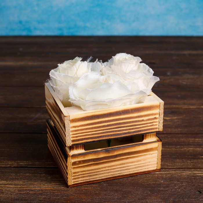 фото Кашпо деревянное 12×11×9 см "однушка лайт", двухреечное, обжиг дарим красиво