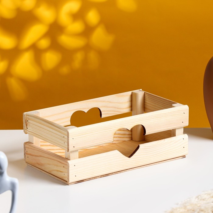 фото Кашпо деревянное 24.5×13.5×9 см "двушка лайт" реечное, сердце, натуральный дарим красиво