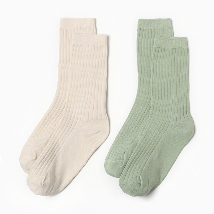 Комплект носков женских KAFTAN basic socks бежевых, зеленых 23-25, 2 пары