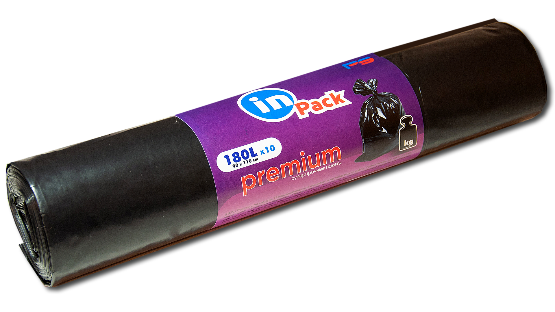 

Мешок для мусора InPack premium Пвд черный 90*110 60 мкр 1 коробка х 13 рулонов 180 л, 180 л., premium