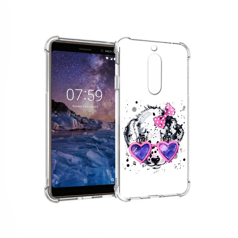 

Чехол MyPads Tocco для Nokia 7 долматинец в очках (PT95887.123.337), Прозрачный, Tocco