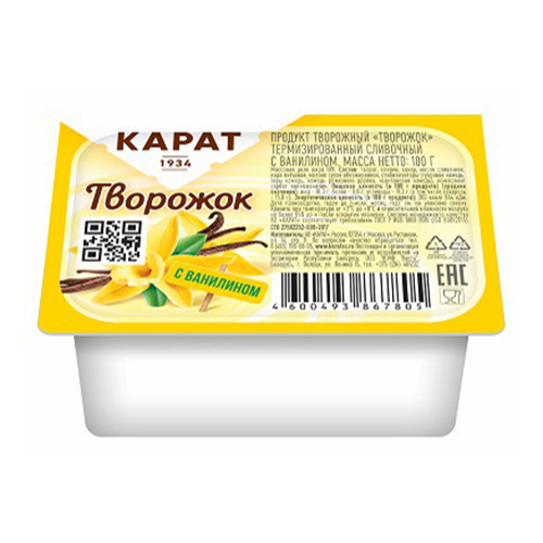 Творожок Карат сливочный ваниль 10% 100 г