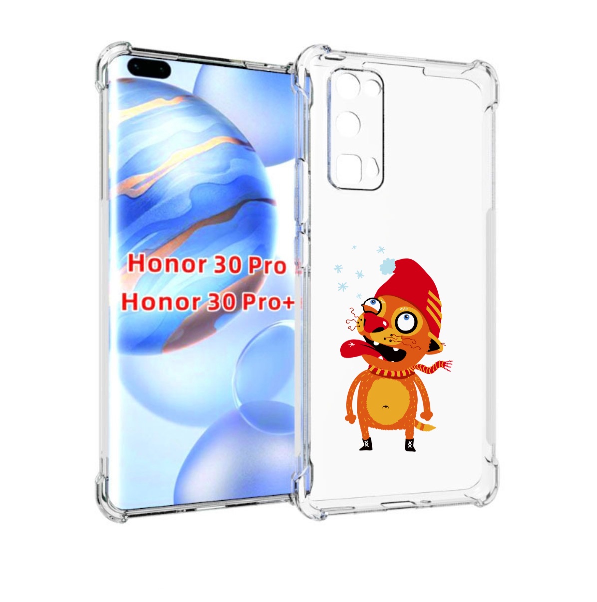 

Чехол бампер MyPads Зимний кот для Honor 30 Pro, Прозрачный, Tocco