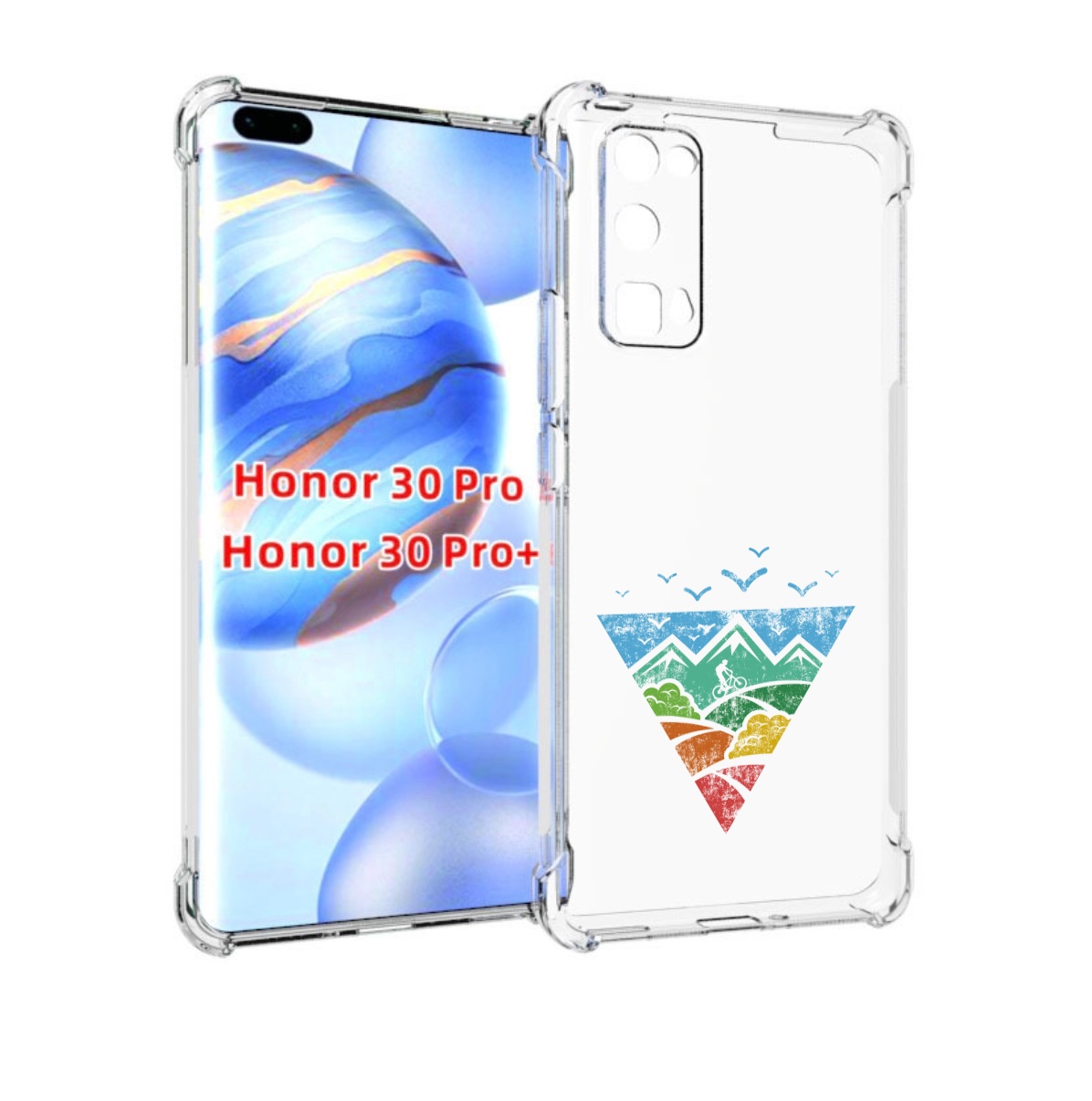 

Чехол бампер MyPads Лес земля море чайки для Honor 30 Pro, Прозрачный, Tocco