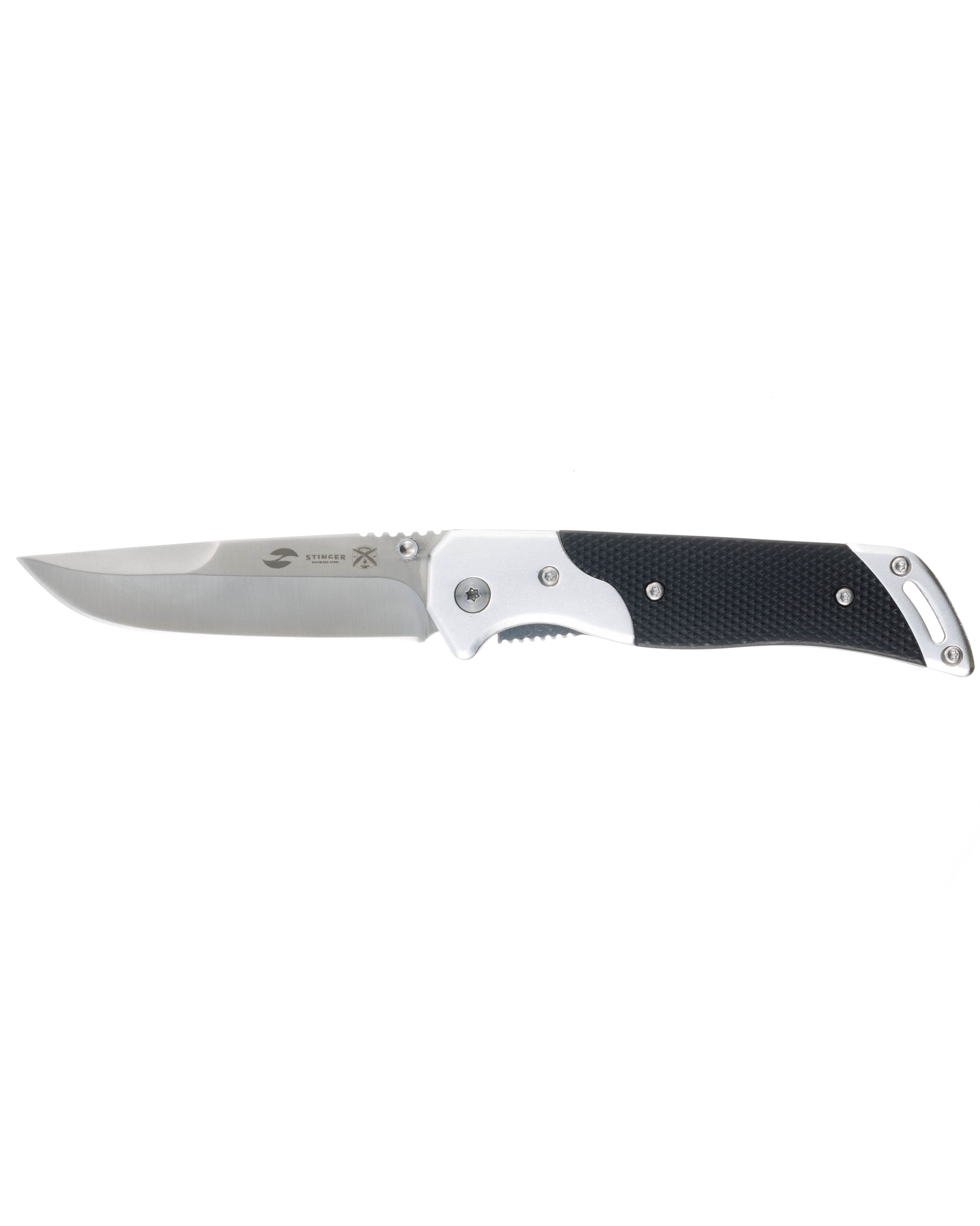 Нож складной Stinger FB1201 с клипом, клинок 90 мм, рукоять алюминий, с чехлом