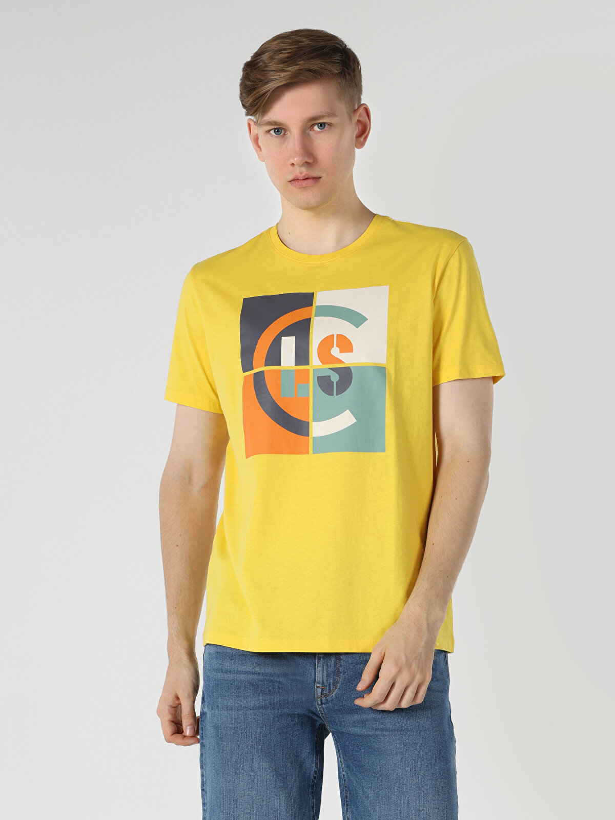 

Футболка мужская Colin's CL1063363_Q1.V1 желтая S, Желтый, CL1063363_Q1.V1