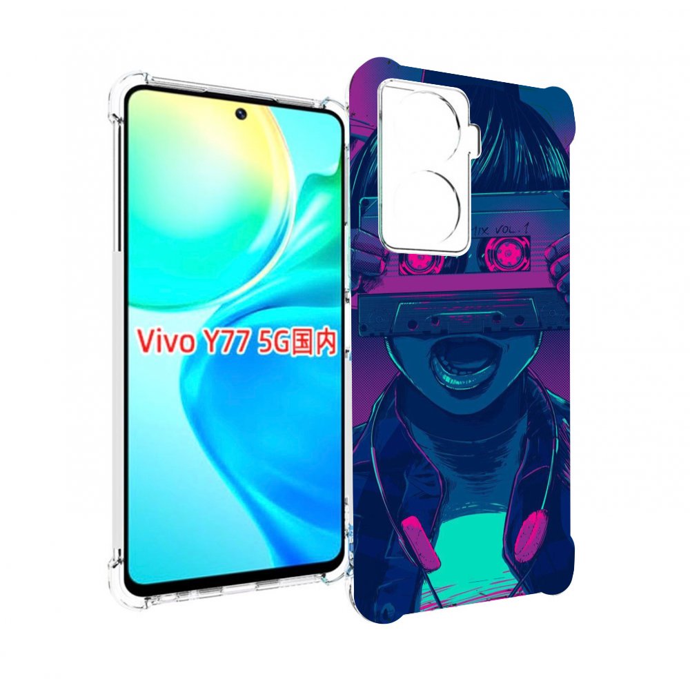 

Чехол MyPads киберпанк с кассетой для Vivo Y77 5G, Прозрачный, Tocco