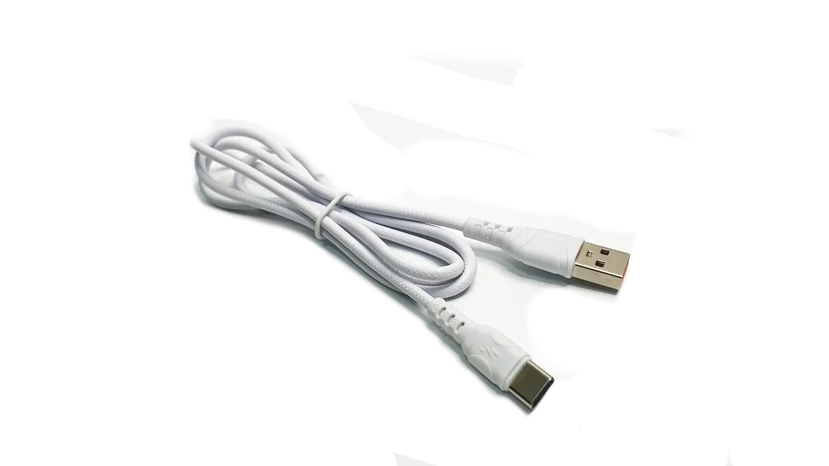 фото Кабель для зарядки телефона type-c usb 2.4a, denmen, провод 1 метр, белый