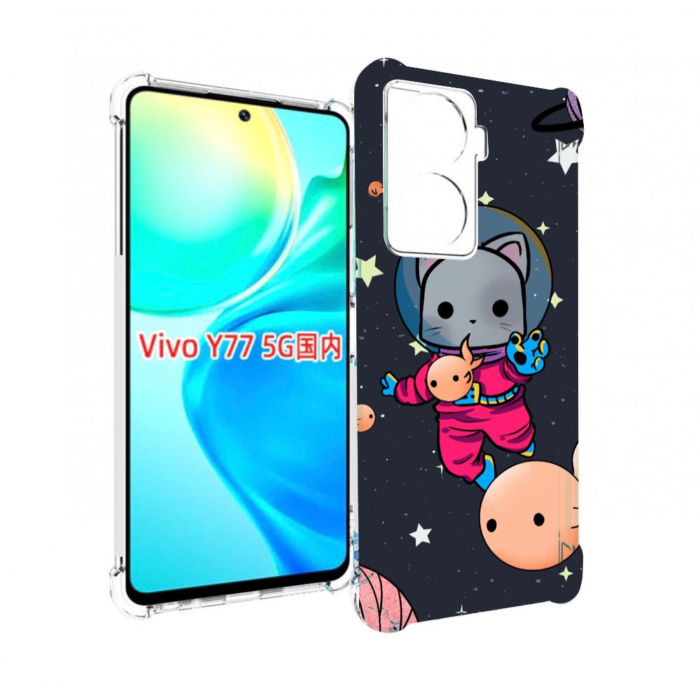 

Чехол MyPads котик-с-рыбкой-в-космосе для Vivo Y77 5G, Прозрачный, Tocco