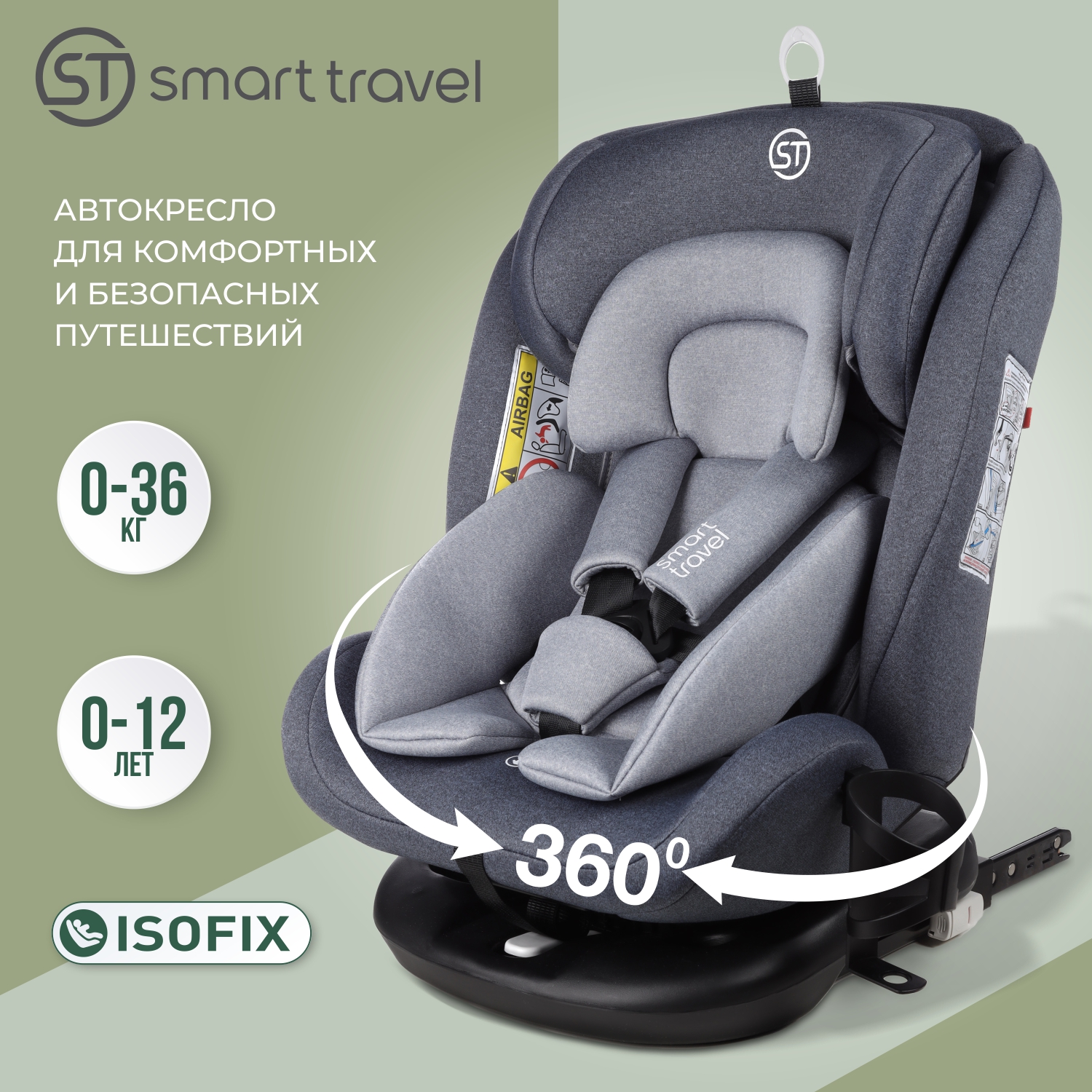 Детское автокресло Smart Travel Boss IsoFix, 0-36 кг, blue