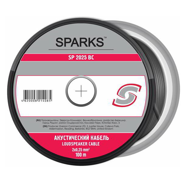 

Кабель акустический SPARKS SP2025RB 2х0,25мм2 красно-черный,цена за 1метр