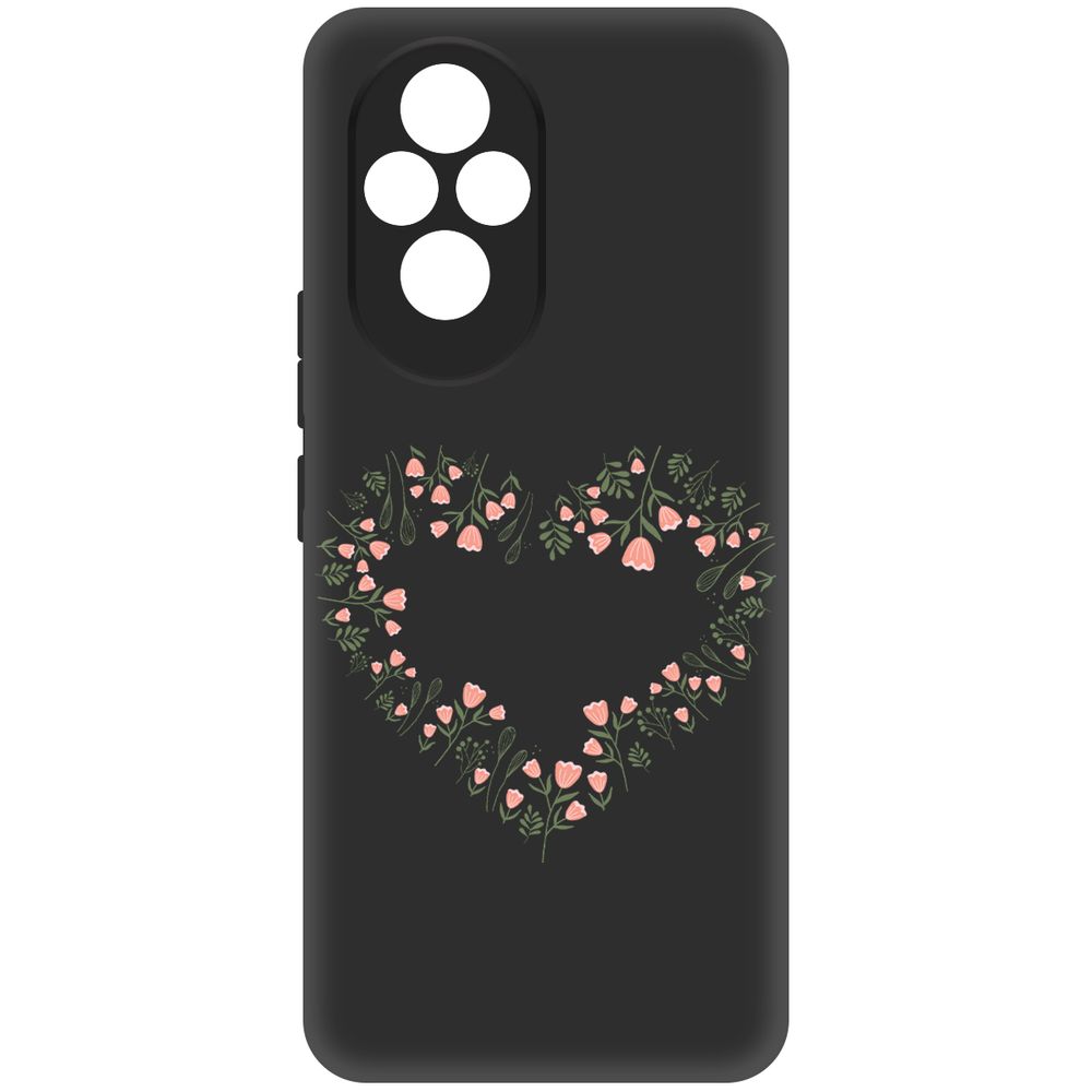 

Чехол-накладка Krutoff Soft Case Цветочное сердце для Honor 200 черный