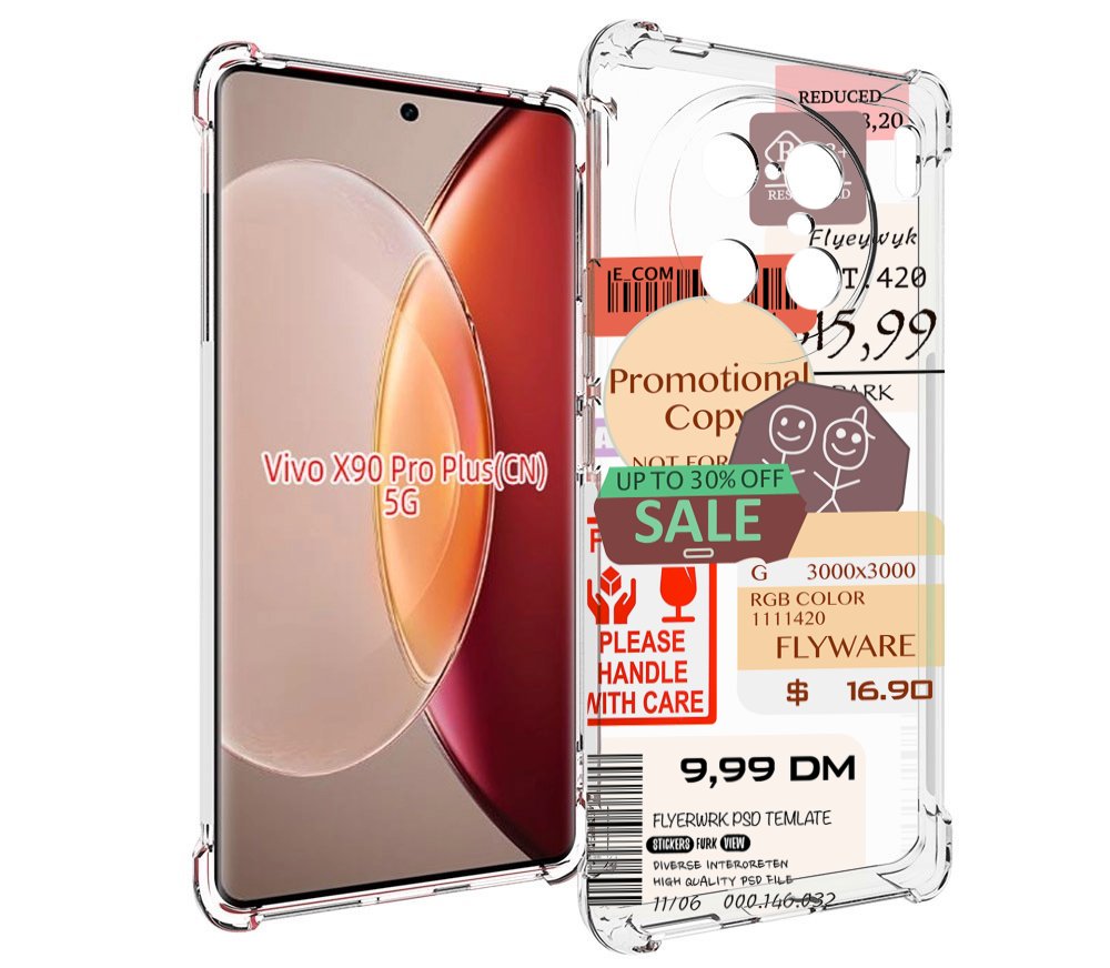 

Чехол MyPads скидочные-купоны-принт для Vivo X90 Pro Plus, Прозрачный, Tocco