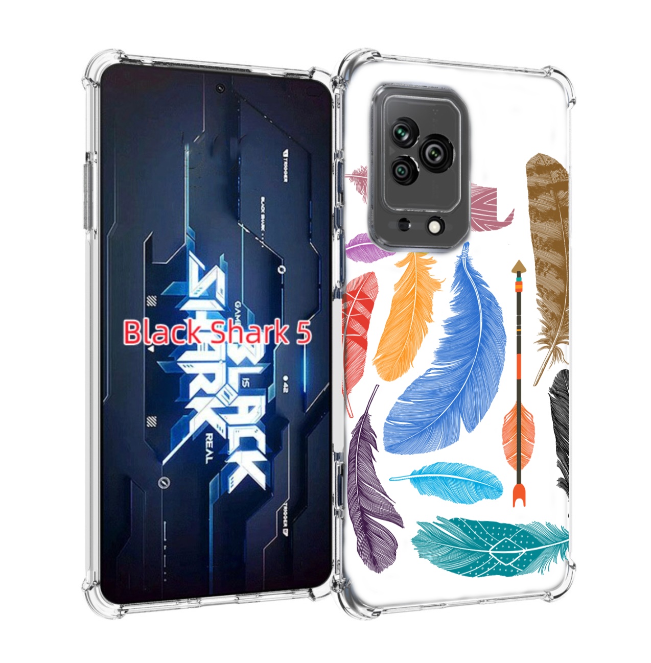 

Чехол MyPads разноцветные перья для Xiaomi Black Shark 5, Прозрачный, Tocco
