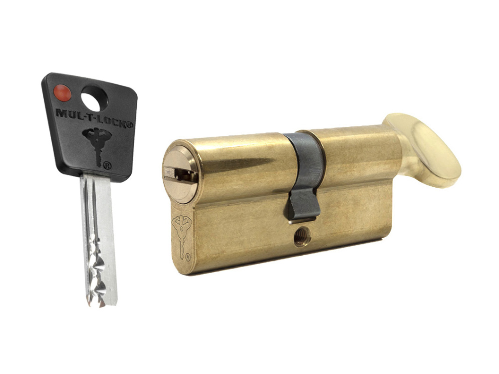 

Цилиндр Mul-t-lock 7x7 ключ-вертушка (размер 33х33 мм) - Латунь, Флажок, Золотистый