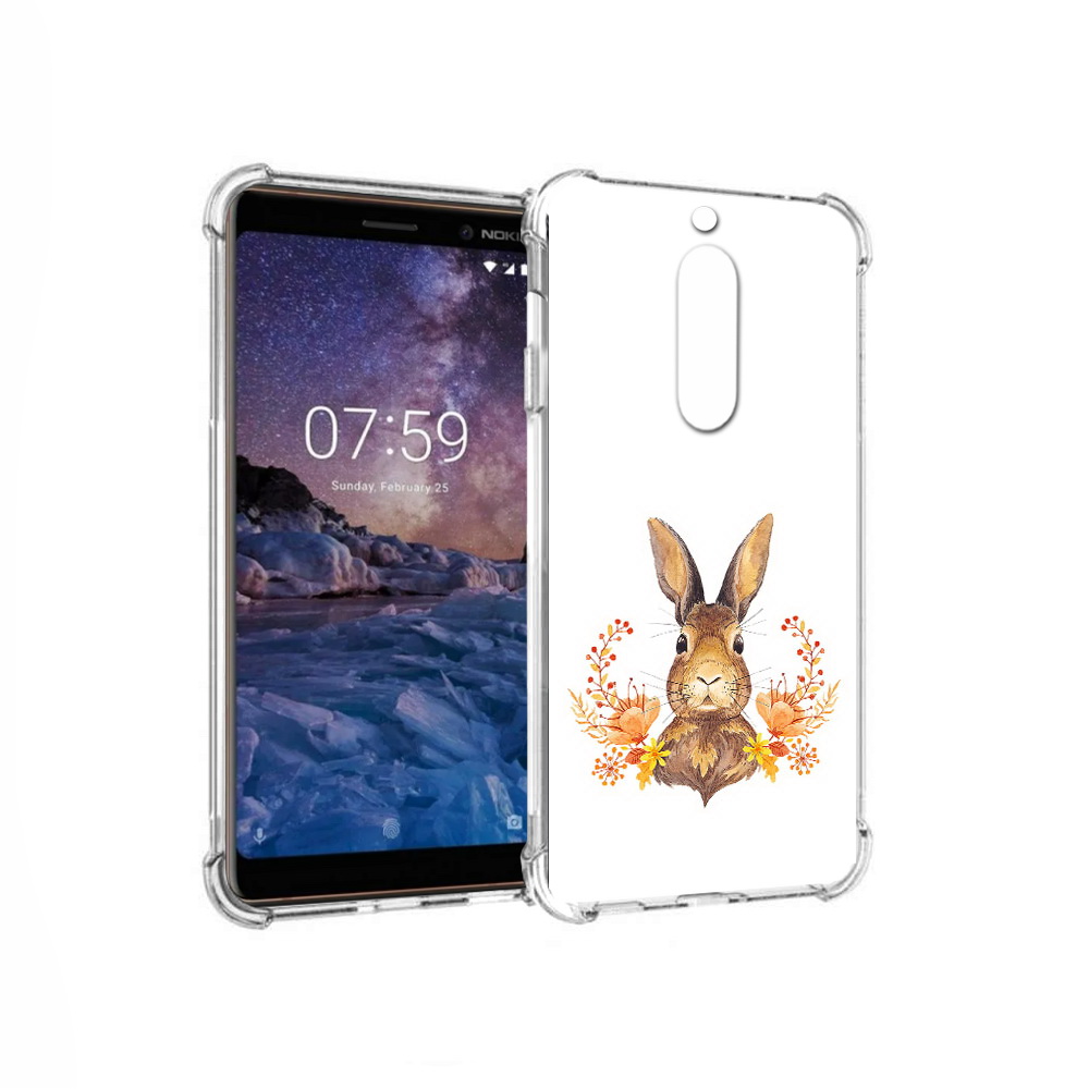 

Чехол MyPads Tocco для Nokia 7 зайка в цветах (PT95887.123.349), Прозрачный, Tocco