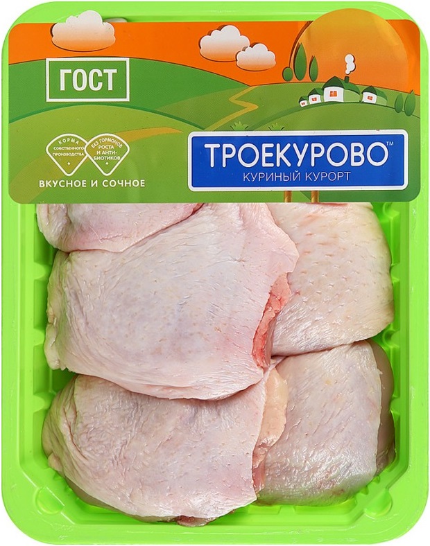 

Бедро цыпленка-бройлера на кости с кожей Троекурово охлажденное 900 г
